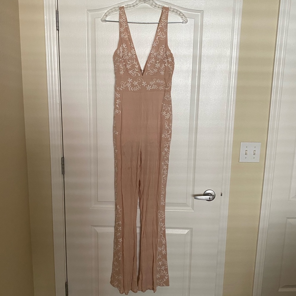 Nude floral jumpsuit